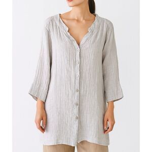 Flax NWOT linen long button front tunic size medium